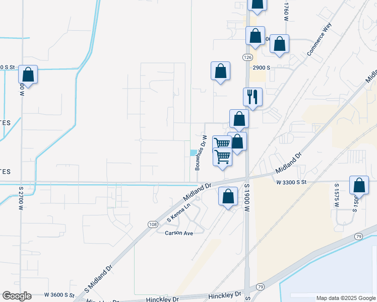 map of restaurants, bars, coffee shops, grocery stores, and more near 2112 West 3300 South in West Haven