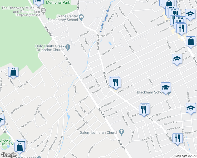 map of restaurants, bars, coffee shops, grocery stores, and more near 839 Ruth Street in Bridgeport