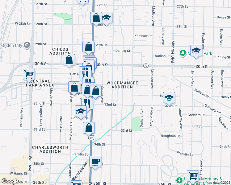 map of restaurants, bars, coffee shops, grocery stores, and more near 510 31st Street in Ogden