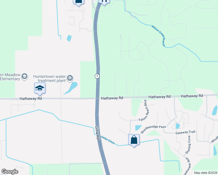 map of restaurants, bars, coffee shops, grocery stores, and more near 13416-13418 Lima Road in Fort Wayne