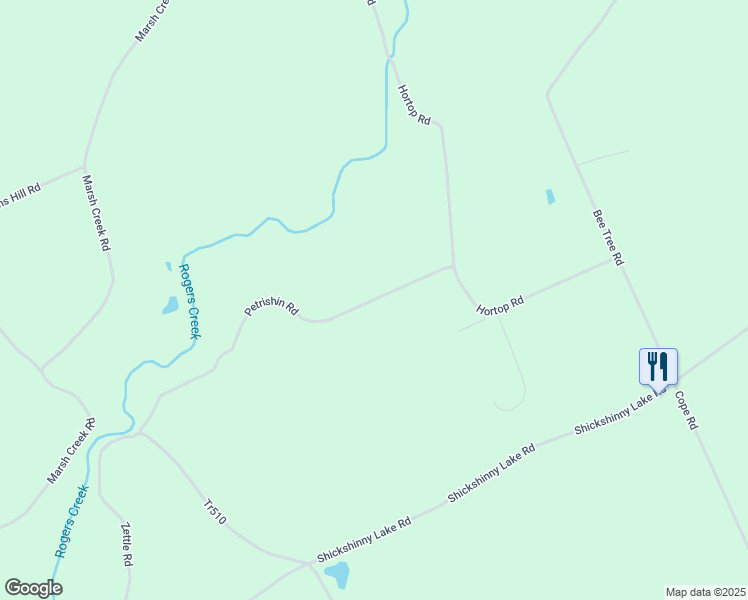 map of restaurants, bars, coffee shops, grocery stores, and more near Petrishin Road in Shickshinny