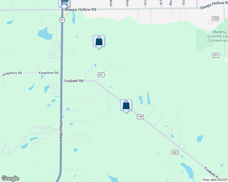 map of restaurants, bars, coffee shops, grocery stores, and more near 4137 Foskett Road in Medina