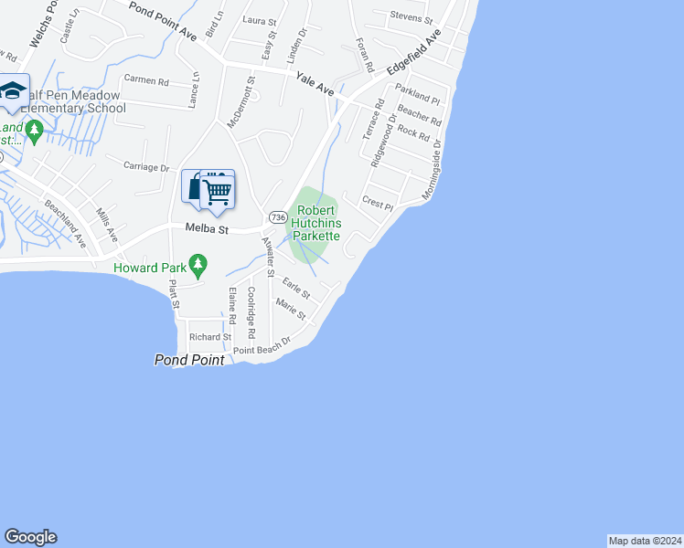 map of restaurants, bars, coffee shops, grocery stores, and more near 212 Point Beach Drive in Milford