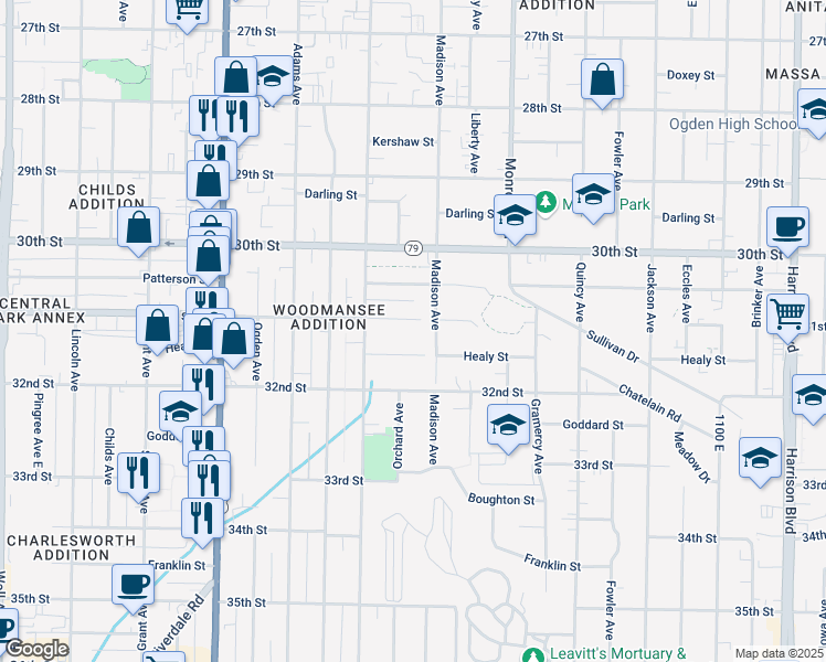 map of restaurants, bars, coffee shops, grocery stores, and more near 676 31st Street in Ogden
