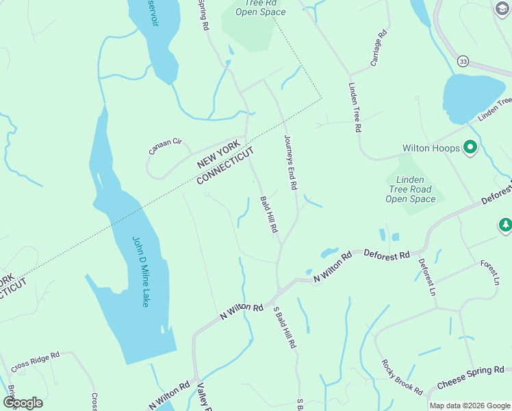 map of restaurants, bars, coffee shops, grocery stores, and more near 128 Bald Hill Road in New Canaan