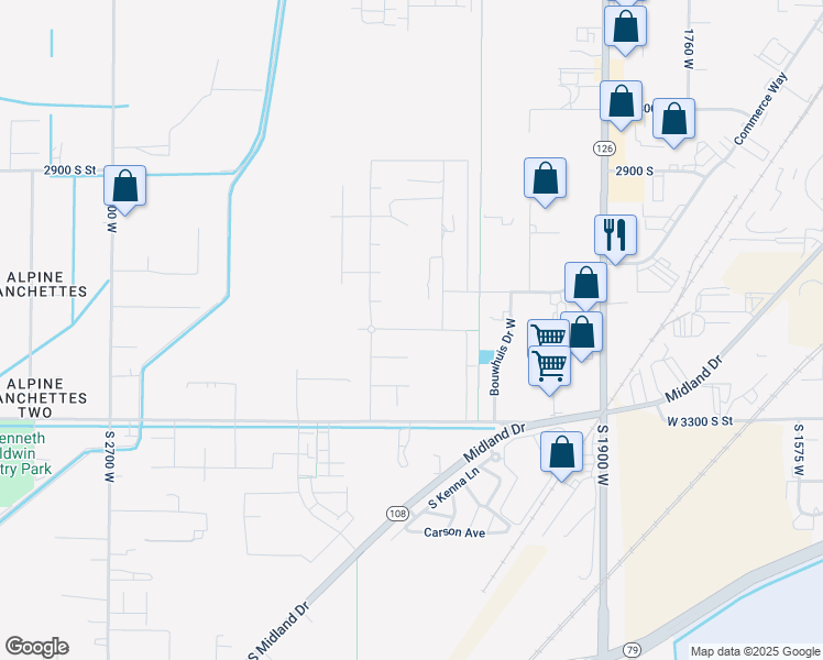 map of restaurants, bars, coffee shops, grocery stores, and more near 2174 West 3150 South in West Haven