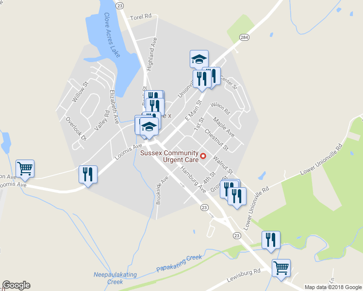 map of restaurants, bars, coffee shops, grocery stores, and more near 16 Munson Street in Sussex