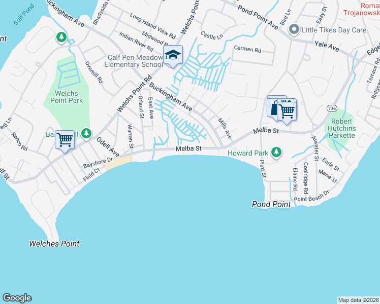 map of restaurants, bars, coffee shops, grocery stores, and more near 71 Melba Street in Milford