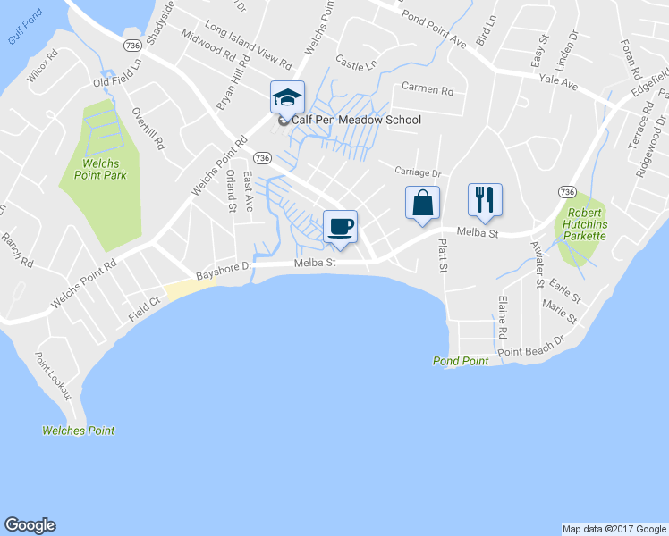 map of restaurants, bars, coffee shops, grocery stores, and more near 71 Melba Street in Milford