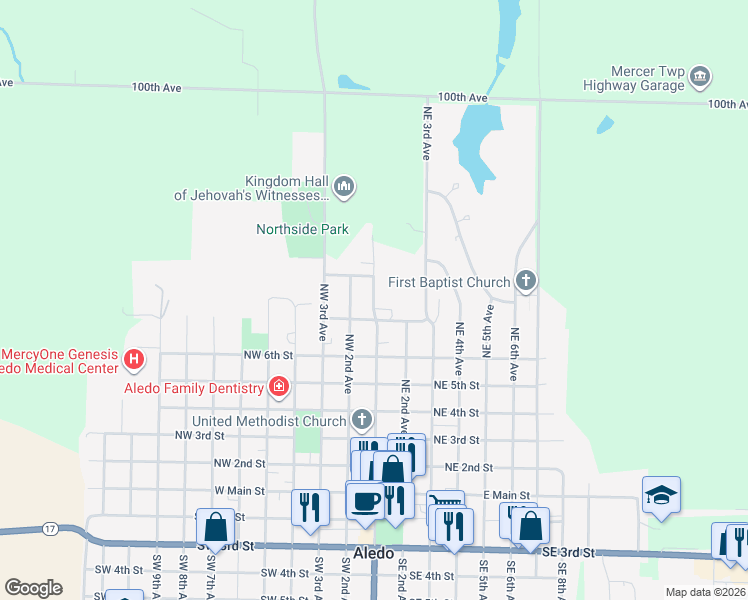 map of restaurants, bars, coffee shops, grocery stores, and more near 706-710 NW 2nd Ave in Aledo