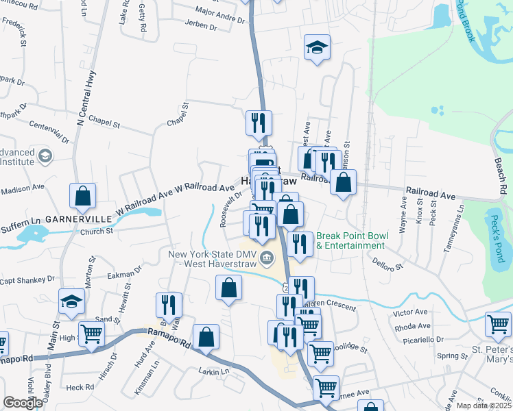 map of restaurants, bars, coffee shops, grocery stores, and more near Kennedy Drive in West Haverstraw