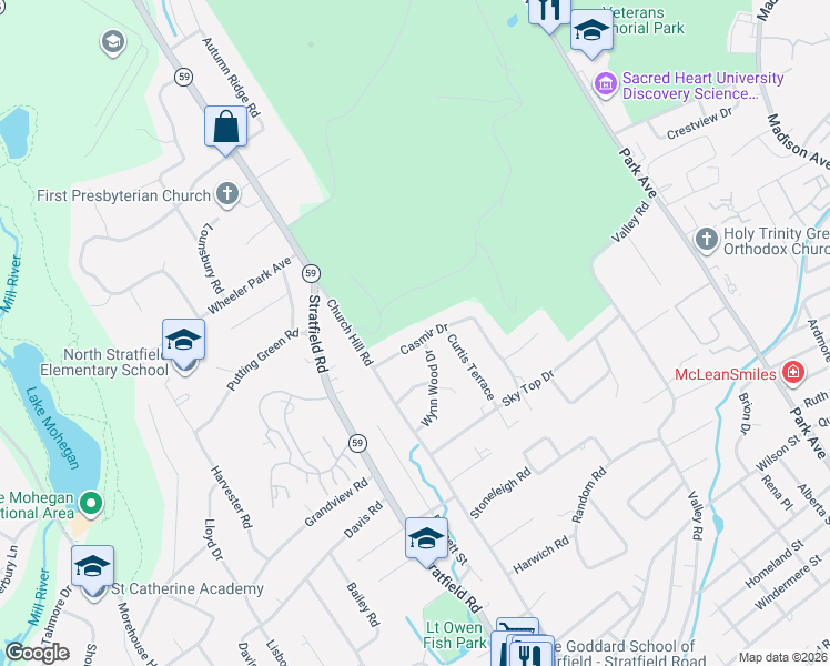 map of restaurants, bars, coffee shops, grocery stores, and more near 130 Casmir Drive in Fairfield
