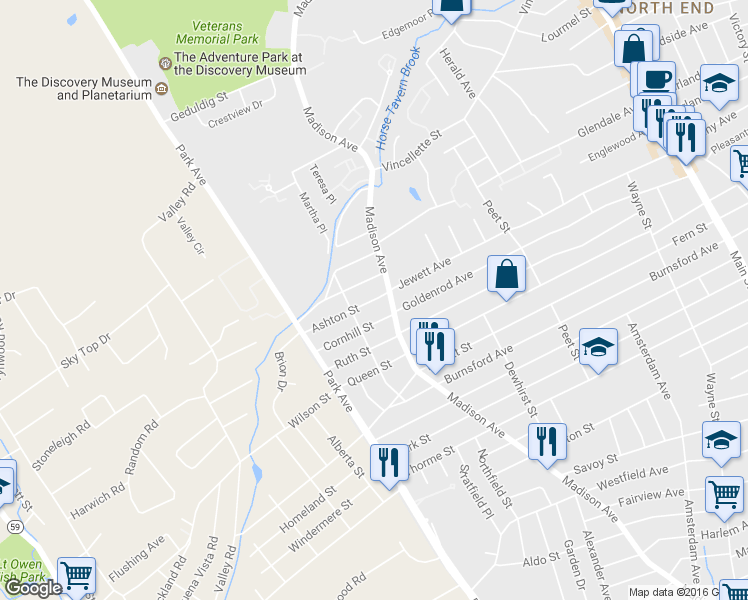 map of restaurants, bars, coffee shops, grocery stores, and more near 35 Ashton Street in Bridgeport