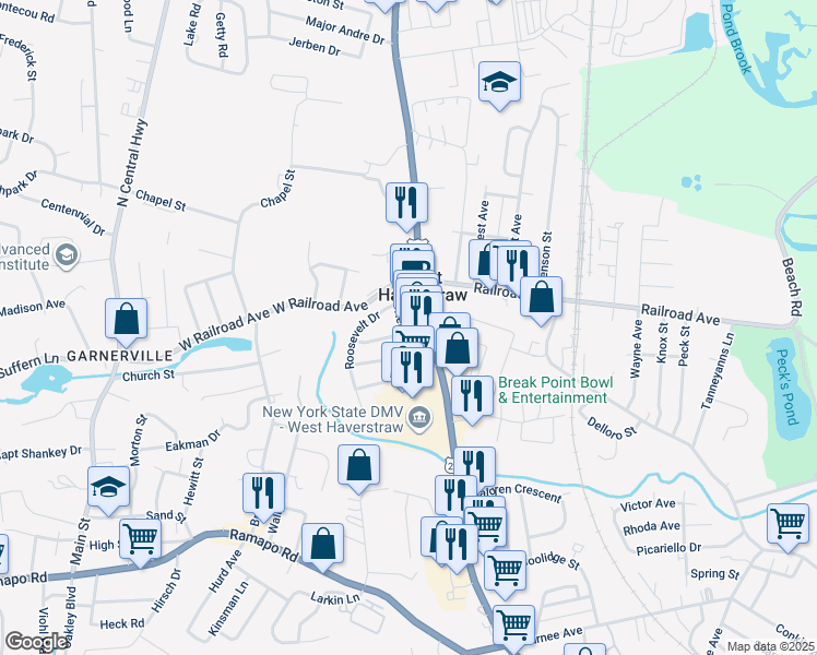 map of restaurants, bars, coffee shops, grocery stores, and more near 58 Kennedy Drive in West Haverstraw