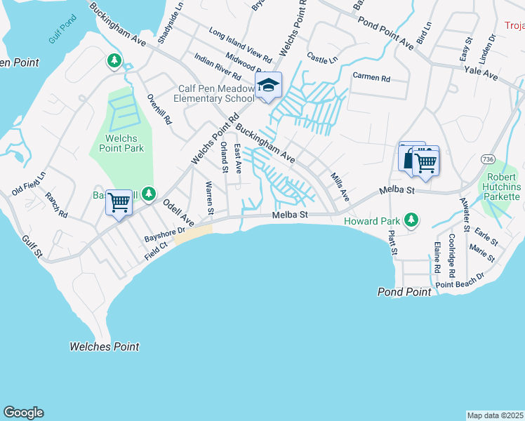 map of restaurants, bars, coffee shops, grocery stores, and more near 28 Melba Street in Milford