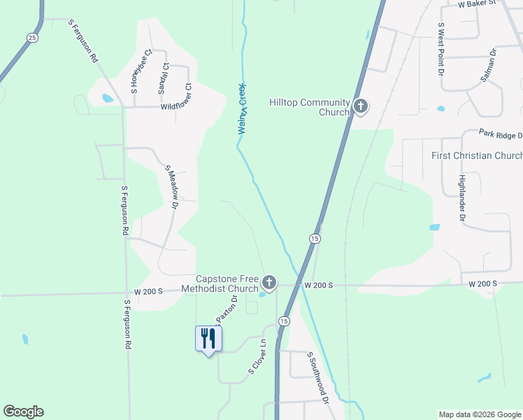 map of restaurants, bars, coffee shops, grocery stores, and more near 1778 South Walnut Drive in Warsaw
