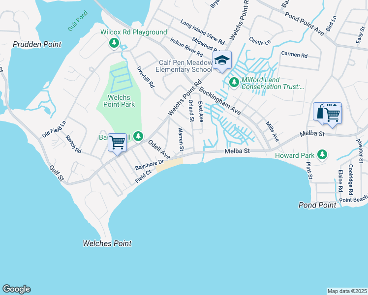 map of restaurants, bars, coffee shops, grocery stores, and more near 15 Warren Street in Milford