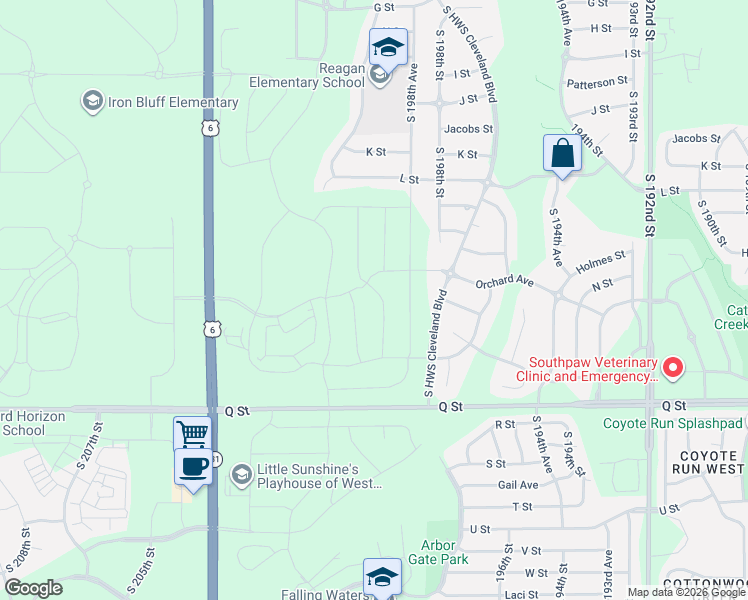 map of restaurants, bars, coffee shops, grocery stores, and more near 4918 South HWS Cleveland Boulevard in Omaha