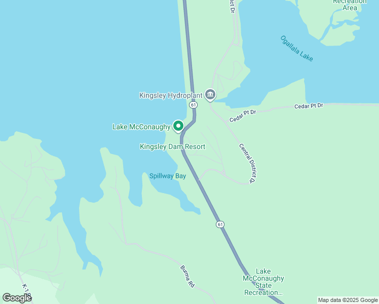 map of restaurants, bars, coffee shops, grocery stores, and more near 1524 State Highway 61 Scenic in Ogallala