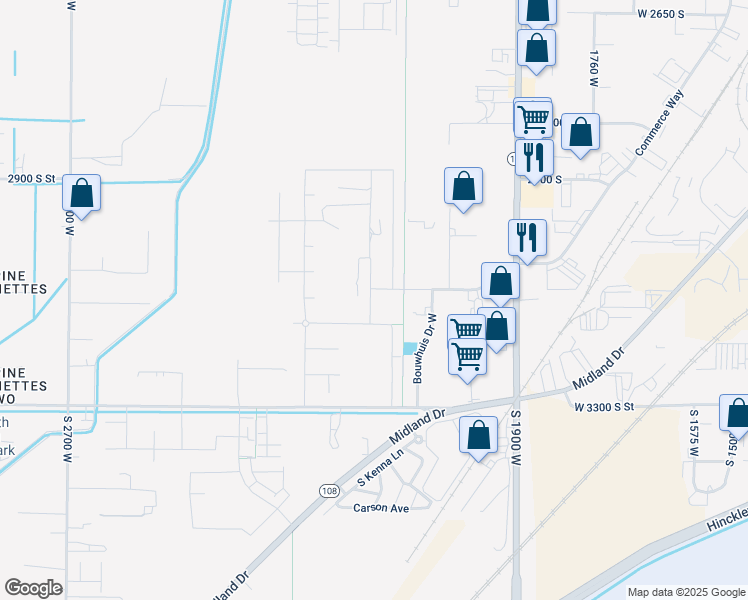 map of restaurants, bars, coffee shops, grocery stores, and more near 2174 West 3150 South in West Haven