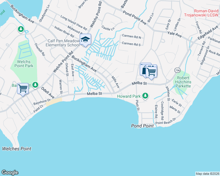 map of restaurants, bars, coffee shops, grocery stores, and more near 109 Melba Street in Milford