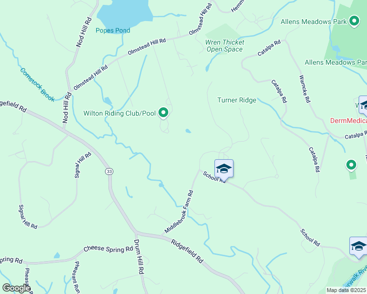 map of restaurants, bars, coffee shops, grocery stores, and more near 82 Middlebrook Farm Road in Wilton