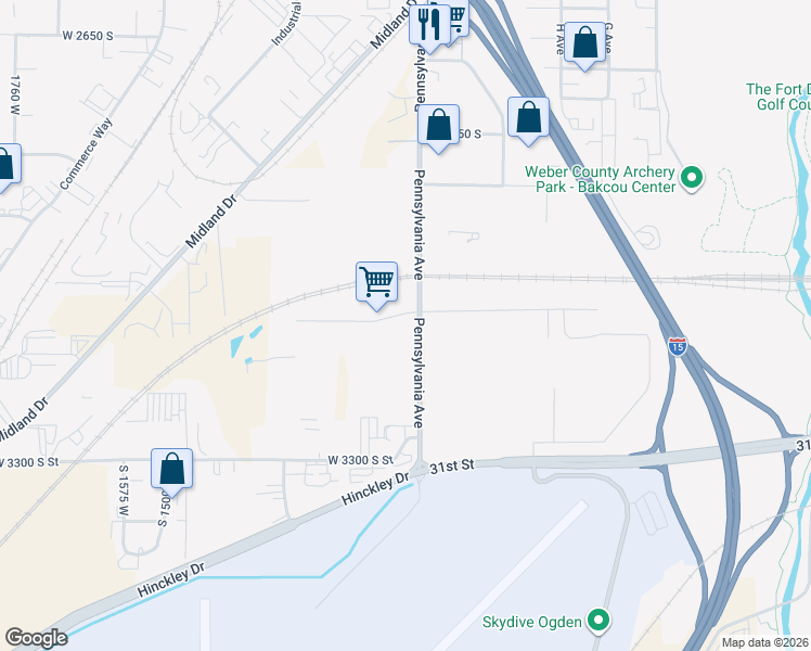 map of restaurants, bars, coffee shops, grocery stores, and more near 3050 Pennsylvania Avenue in Ogden