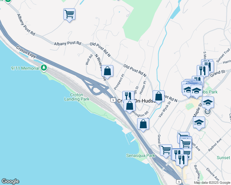 map of restaurants, bars, coffee shops, grocery stores, and more near 6 Hillside Avenue in Croton-on-Hudson