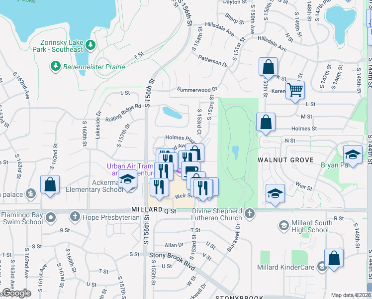 map of restaurants, bars, coffee shops, grocery stores, and more near 15315 Orchard Avenue in Omaha