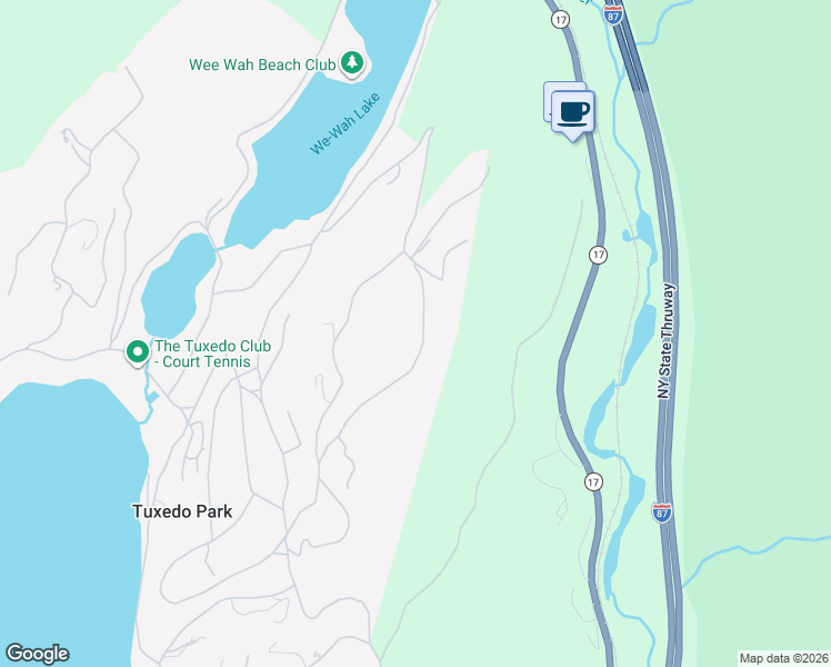 map of restaurants, bars, coffee shops, grocery stores, and more near 32 Lookout Road in Tuxedo Park