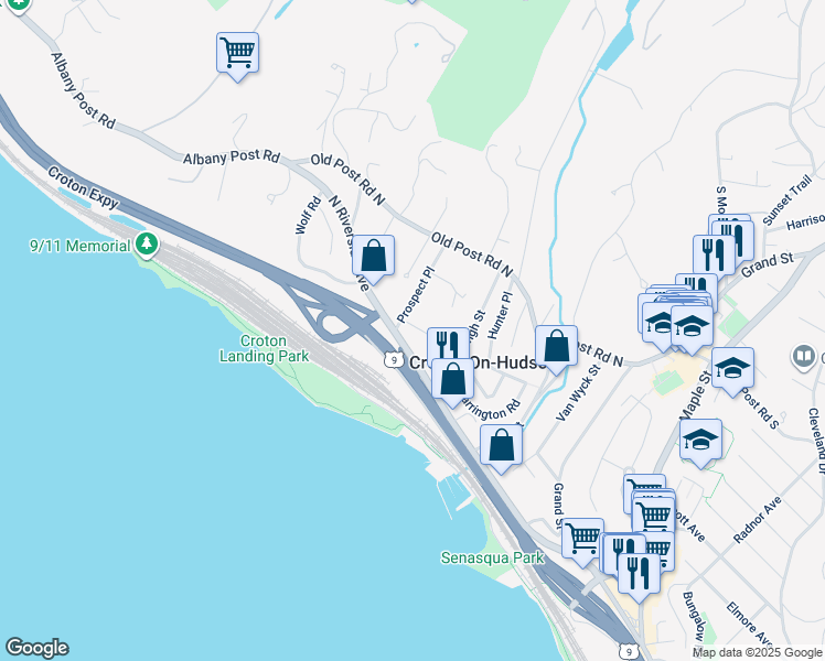 map of restaurants, bars, coffee shops, grocery stores, and more near 6 Hillside Avenue in Croton-on-Hudson