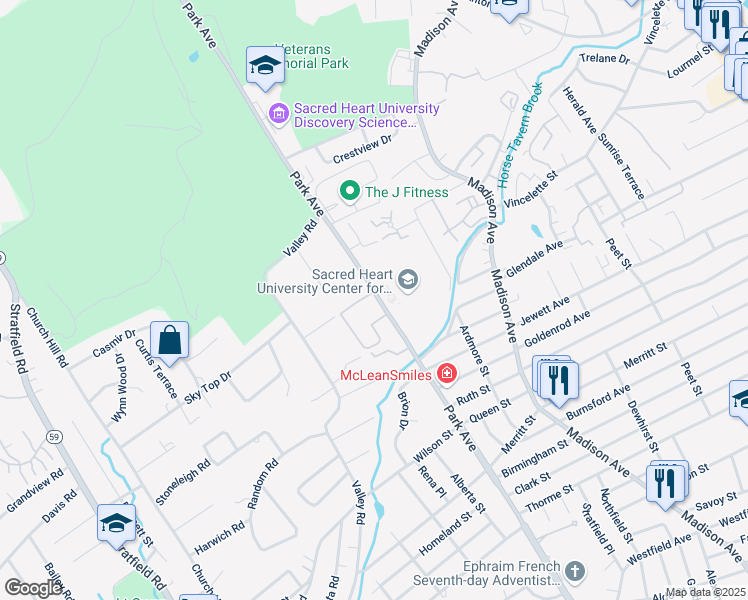 map of restaurants, bars, coffee shops, grocery stores, and more near 3985 Park Avenue in Fairfield
