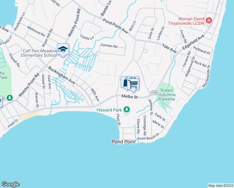 map of restaurants, bars, coffee shops, grocery stores, and more near 93 Platt Street in Milford