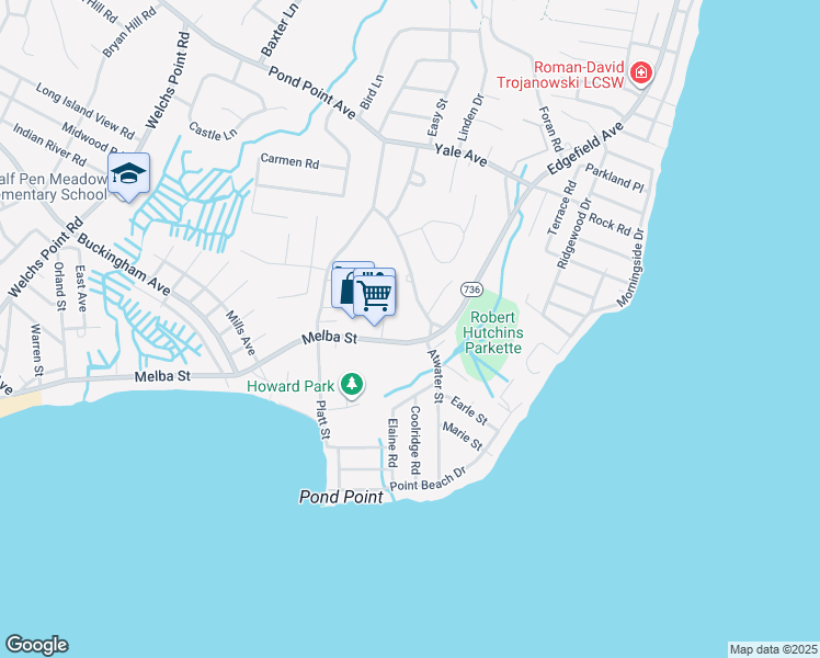 map of restaurants, bars, coffee shops, grocery stores, and more near 292 Melba Street in Milford