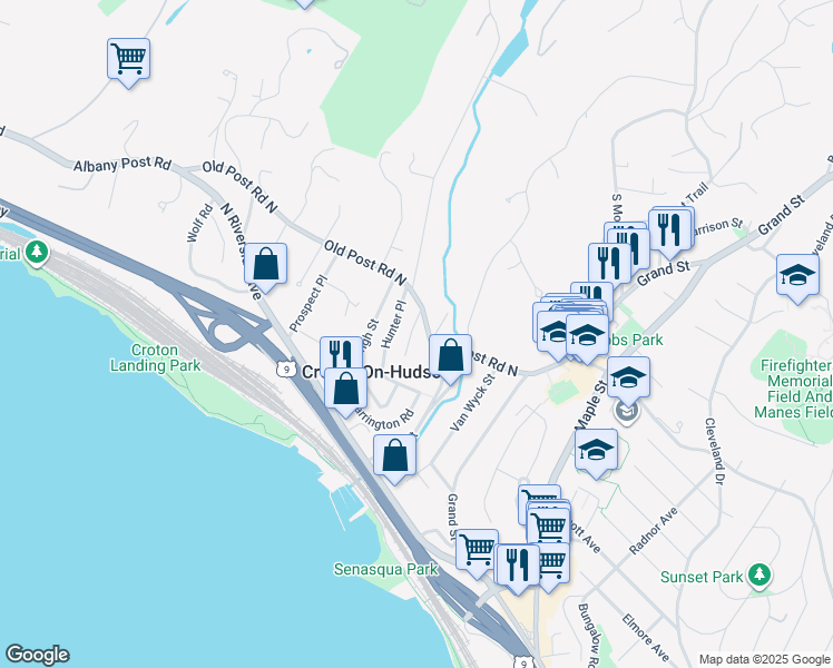 map of restaurants, bars, coffee shops, grocery stores, and more near 8 Michaels Lane in Croton-on-Hudson