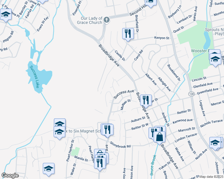 map of restaurants, bars, coffee shops, grocery stores, and more near 246 Red Bird Drive in Stratford