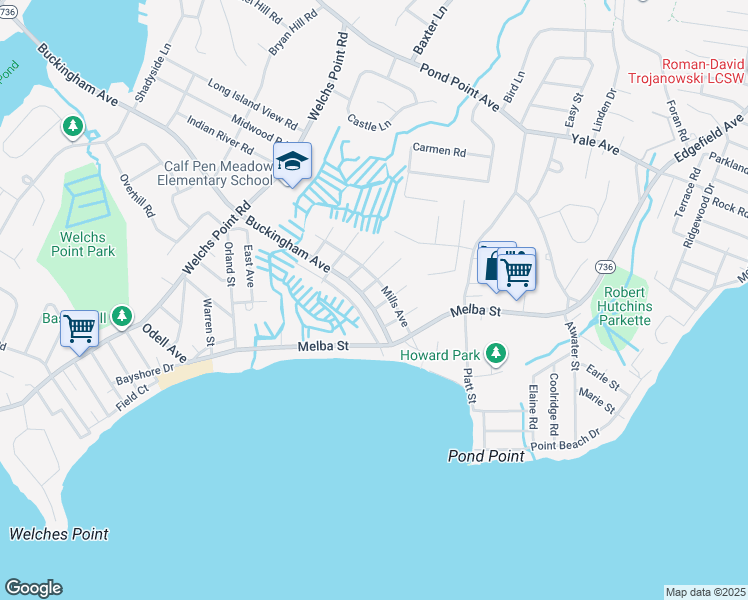 map of restaurants, bars, coffee shops, grocery stores, and more near 6 Vine Street in Milford