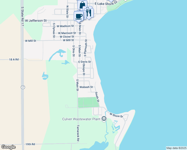 map of restaurants, bars, coffee shops, grocery stores, and more near 735 Peru Court in Culver