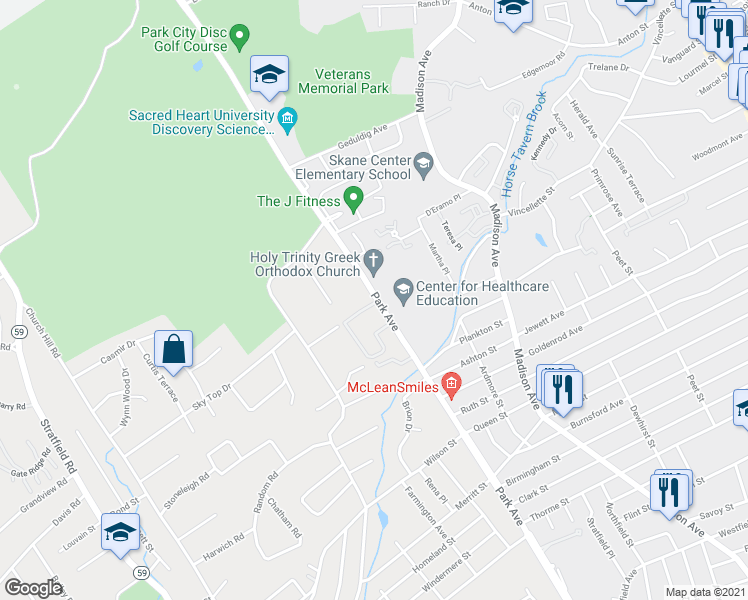 map of restaurants, bars, coffee shops, grocery stores, and more near 3985 Park Avenue in Fairfield