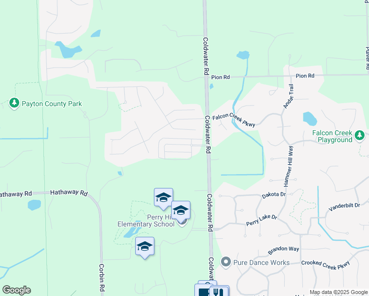 map of restaurants, bars, coffee shops, grocery stores, and more near 570 Bonterra Boulevard in Fort Wayne
