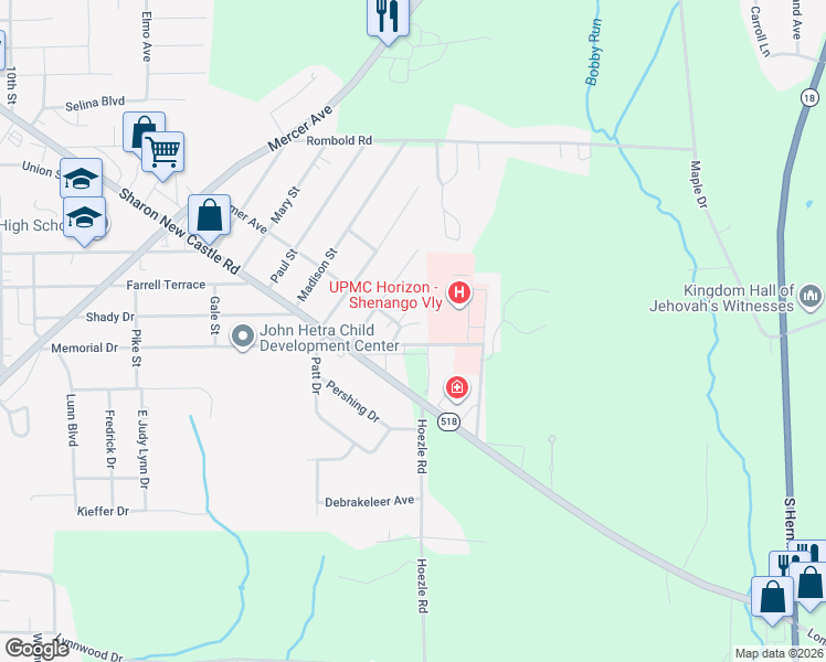 map of restaurants, bars, coffee shops, grocery stores, and more near 2000 Memorial Drive in Hermitage