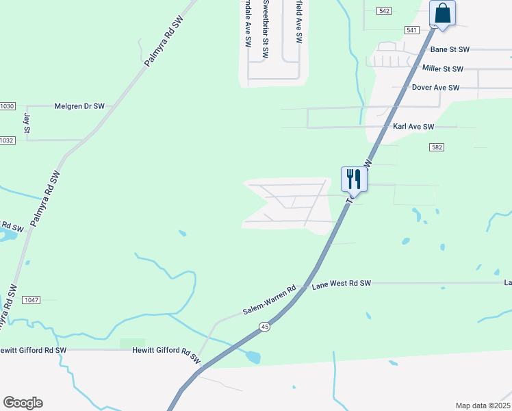 map of restaurants, bars, coffee shops, grocery stores, and more near 2808 Tod Avenue Southwest in Warren