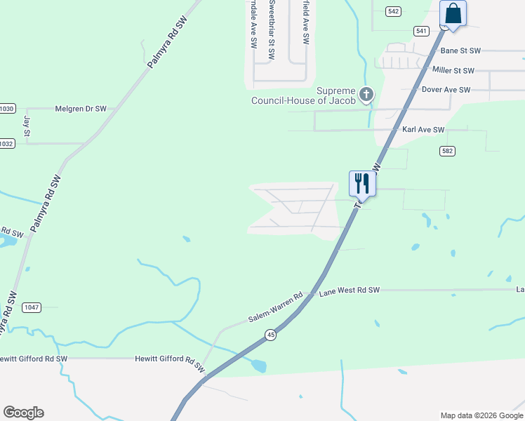 map of restaurants, bars, coffee shops, grocery stores, and more near 2808 Tod Avenue Southwest in Warren