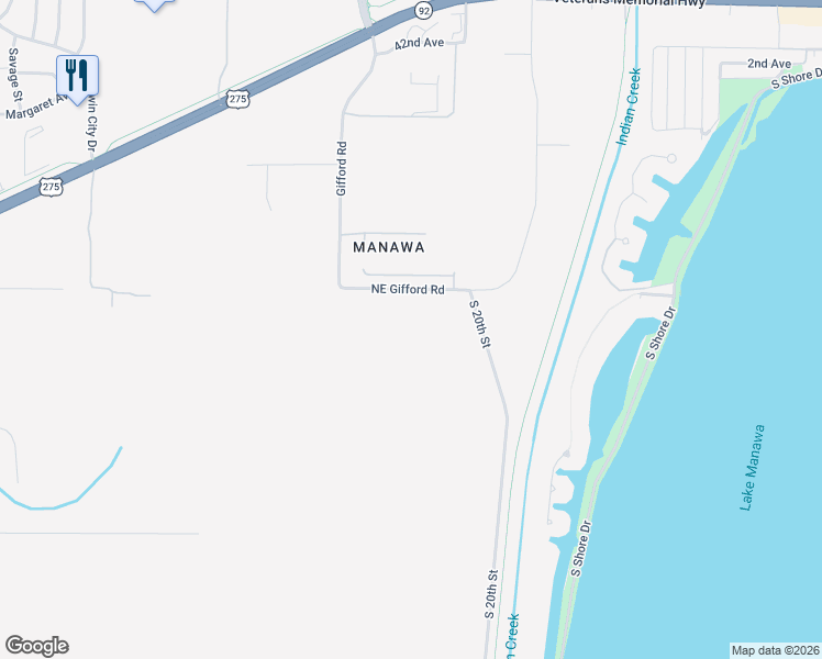 map of restaurants, bars, coffee shops, grocery stores, and more near 4829 Gifford Road in Council Bluffs