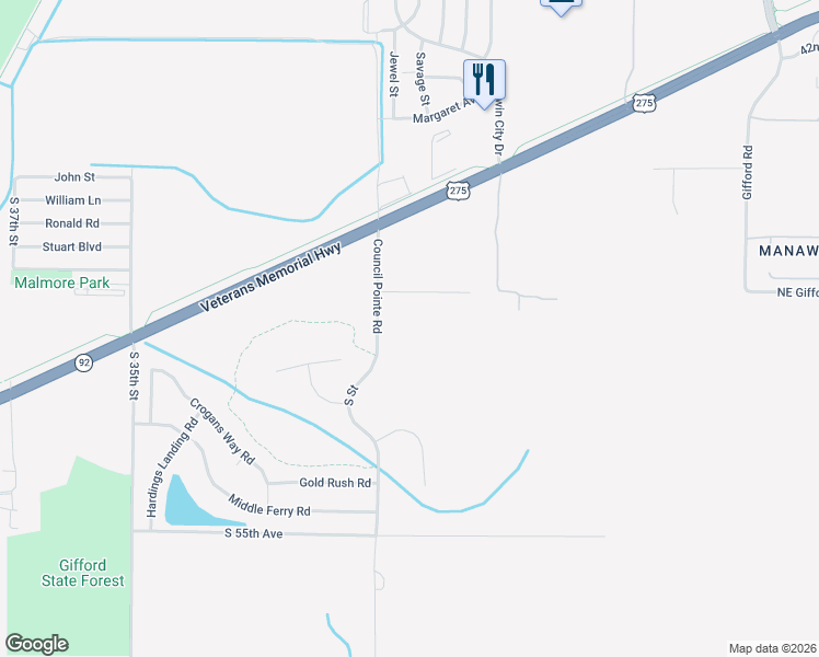 map of restaurants, bars, coffee shops, grocery stores, and more near 3121 Macineery Drive in Council Bluffs