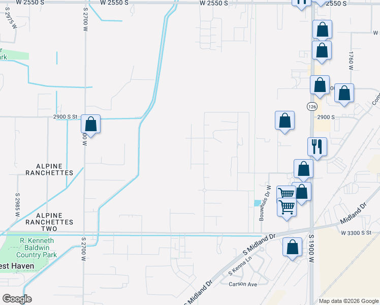 map of restaurants, bars, coffee shops, grocery stores, and more near 2434 West 3300 South in West Haven