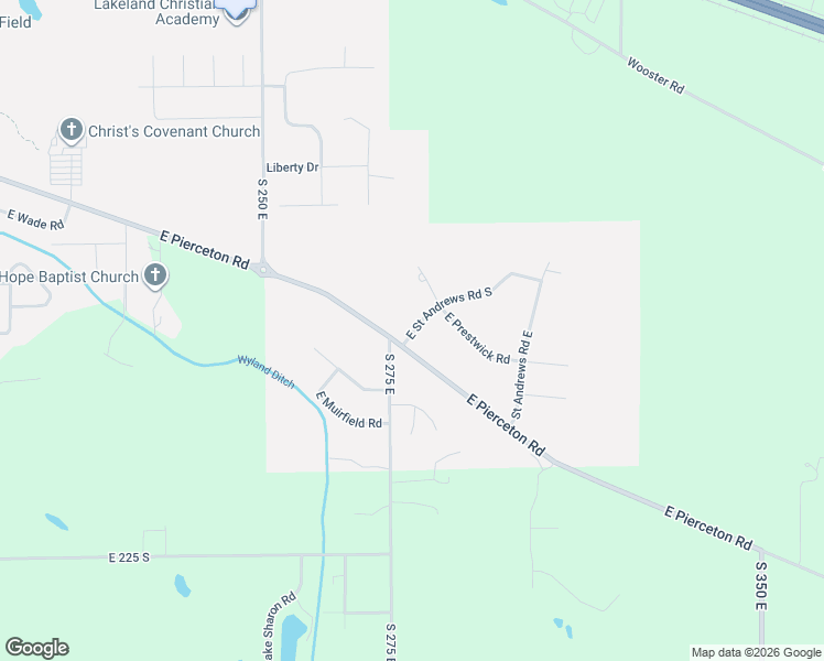 map of restaurants, bars, coffee shops, grocery stores, and more near 2873 East Prestwick Road in Winona Lake