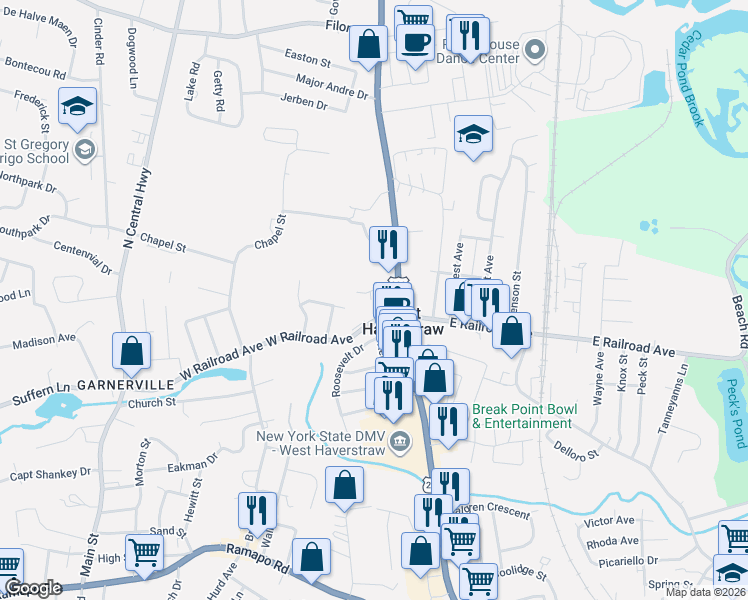 map of restaurants, bars, coffee shops, grocery stores, and more near in West Haverstraw