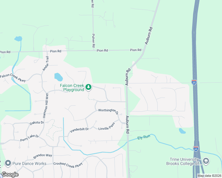 map of restaurants, bars, coffee shops, grocery stores, and more near 13710 Malecon Pass in Fort Wayne