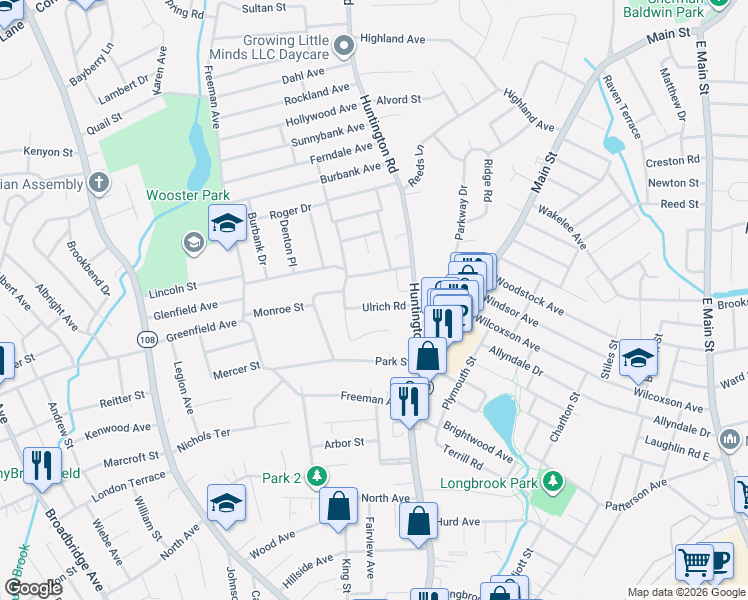 map of restaurants, bars, coffee shops, grocery stores, and more near 117 Mount Pleasant Avenue in Stratford